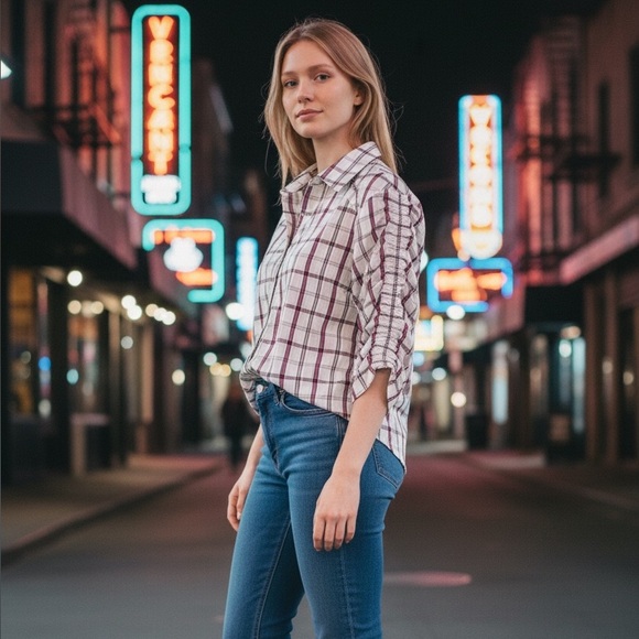 Veronica Beard Porta Plaid Button-Up Top - Picture 5 of 6